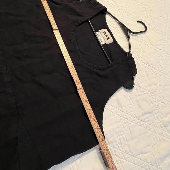 FLAX Women’s 100% Linen Black Maxi Dress Sleeveless Lagenlook Cottagecore Large - Picture 12 of 13